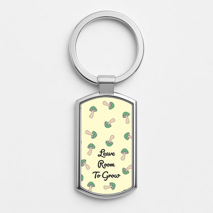 Leave Room To Go Mushroom Pattern Silver Keyring