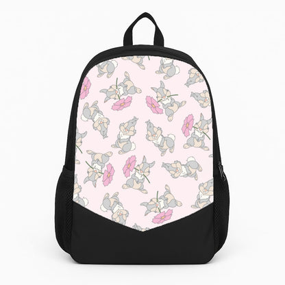 Cute bunny And Flowers Pattern Large Backpack