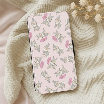 Cute bunny And Flowers Pattern Wallet Phone Case