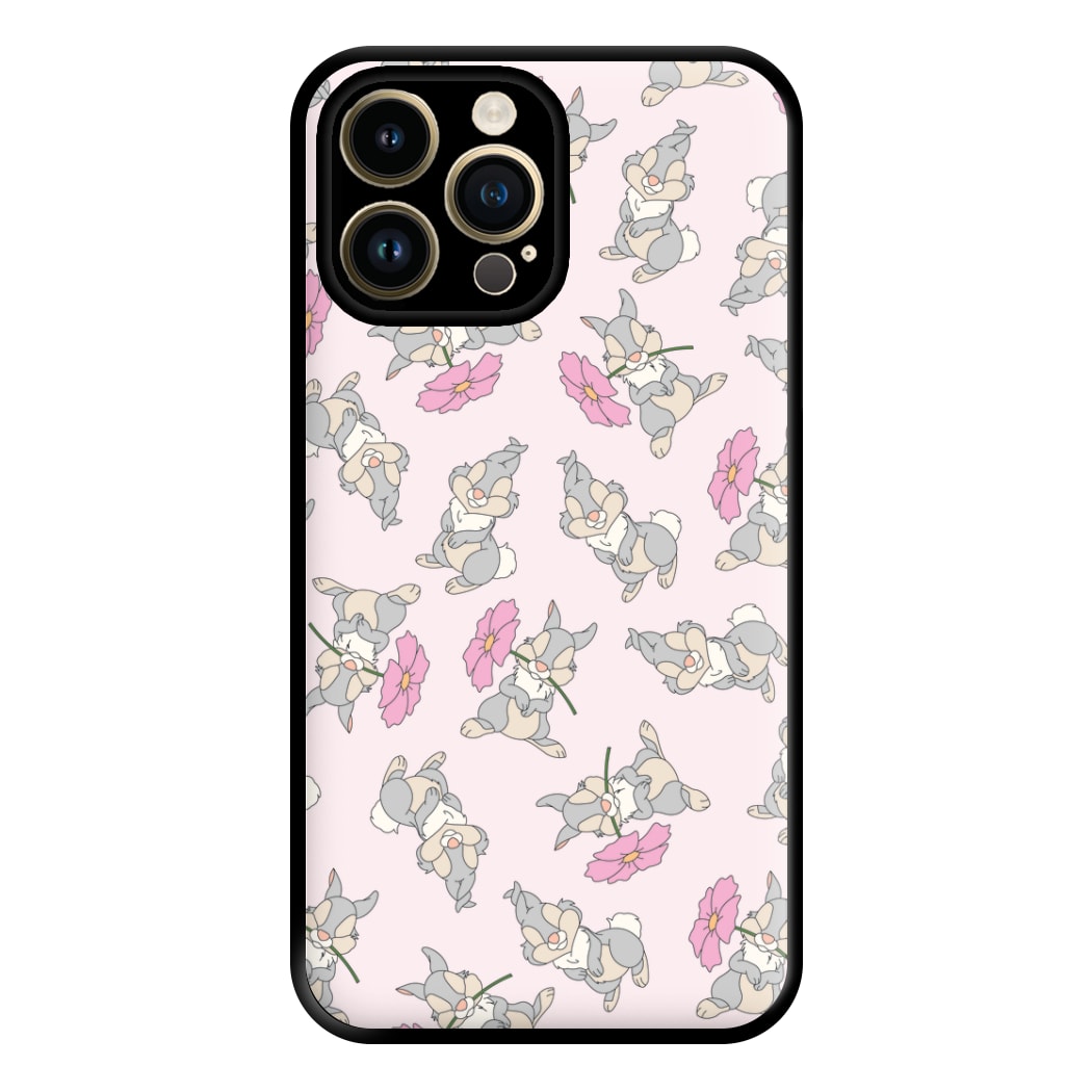 Cute bunny And Flowers Pattern Phone Case for iPhone 14 Pro Max