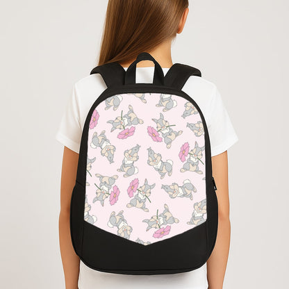 Cute bunny And Flowers Pattern Large School Bag