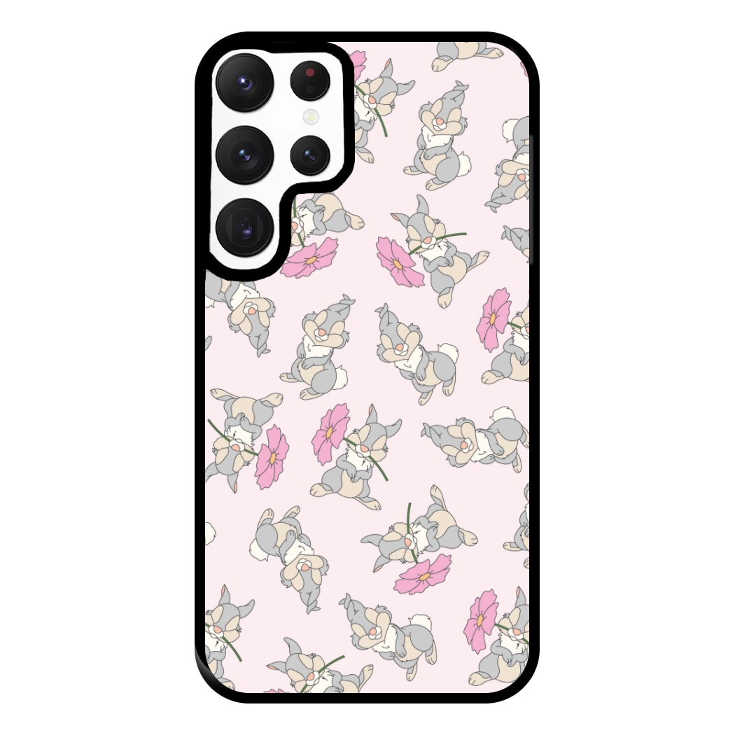 Cute bunny And Flowers Pattern Phone Case for Galaxy S22 Ultra