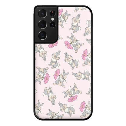 Cute bunny And Flowers Pattern Phone Case for Galaxy S21 Ultra