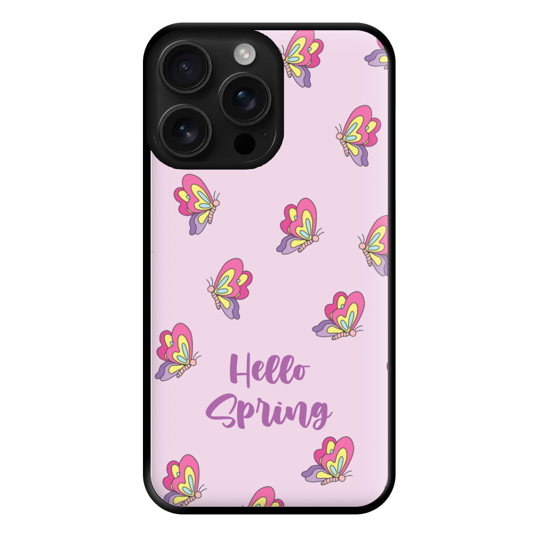 Hello Spring Butterfly Pattern Phone Case for iPhone 16 Pro Max
