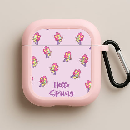 Hello Spring Butterfly Pattern Pink AirPods Case