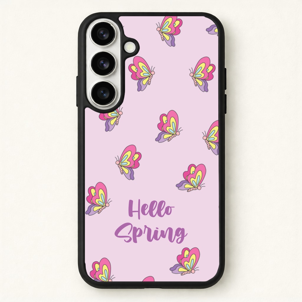 Hello Spring Butterfly Pattern Phone Case for Galaxy S26
