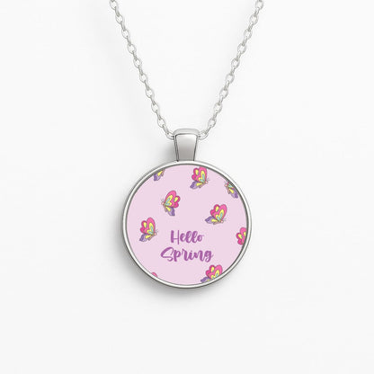 Hello Spring Butterfly Pattern Necklace