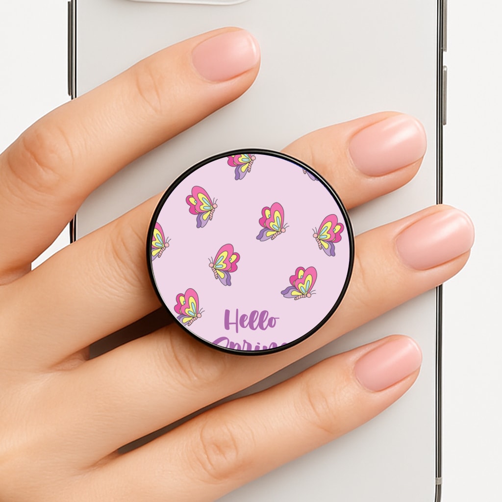 Hello Spring Butterfly Pattern Phone Grip