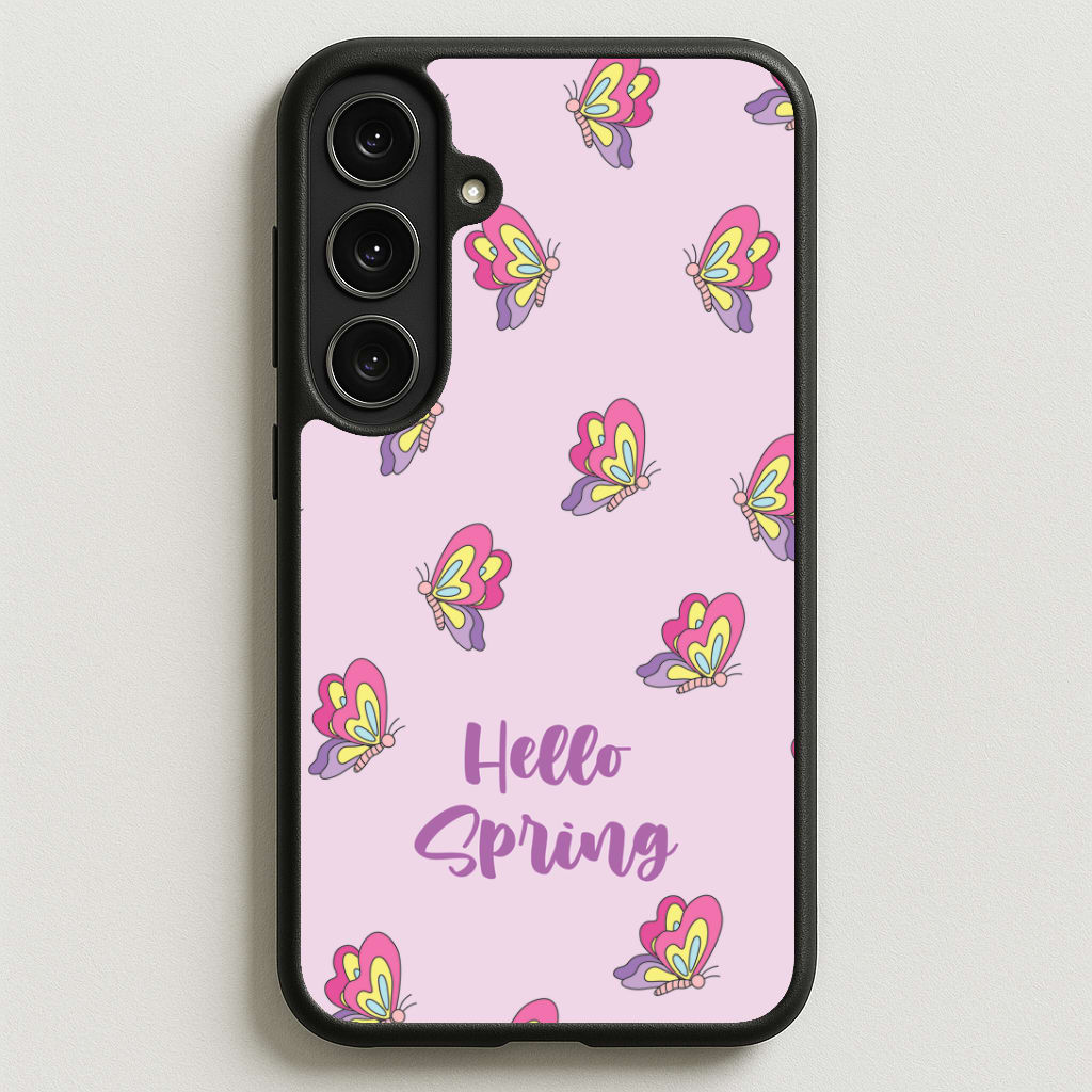 Hello Spring Butterfly Pattern Phone Case for Galaxy S25FE