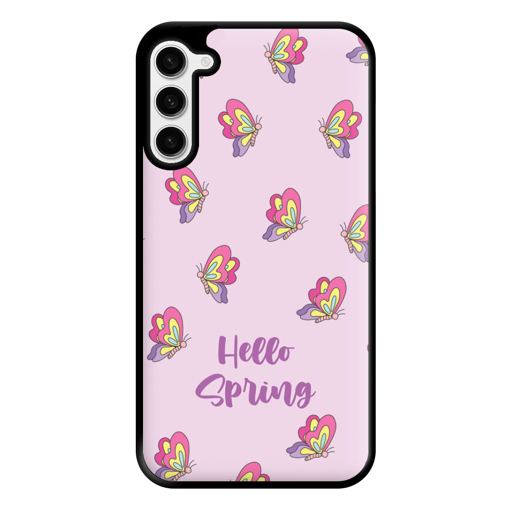 Hello Spring Butterfly Pattern Phone Case for Galaxy S23 Plus