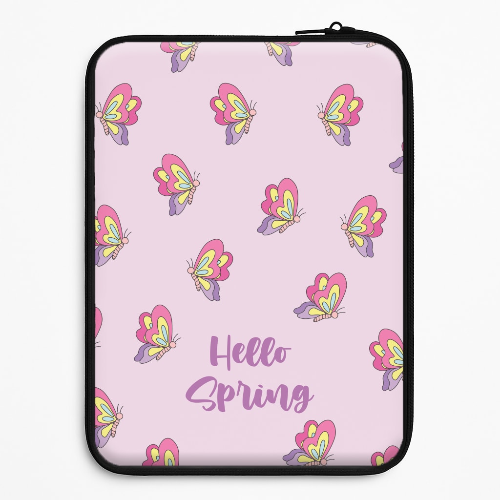 Hello Spring Butterfly Pattern Universal Laptop Sleeve