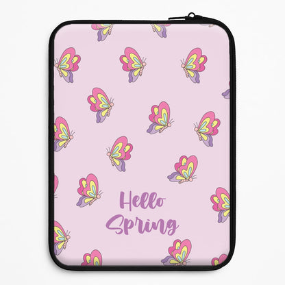 Hello Spring Butterfly Pattern Universal Laptop Sleeve