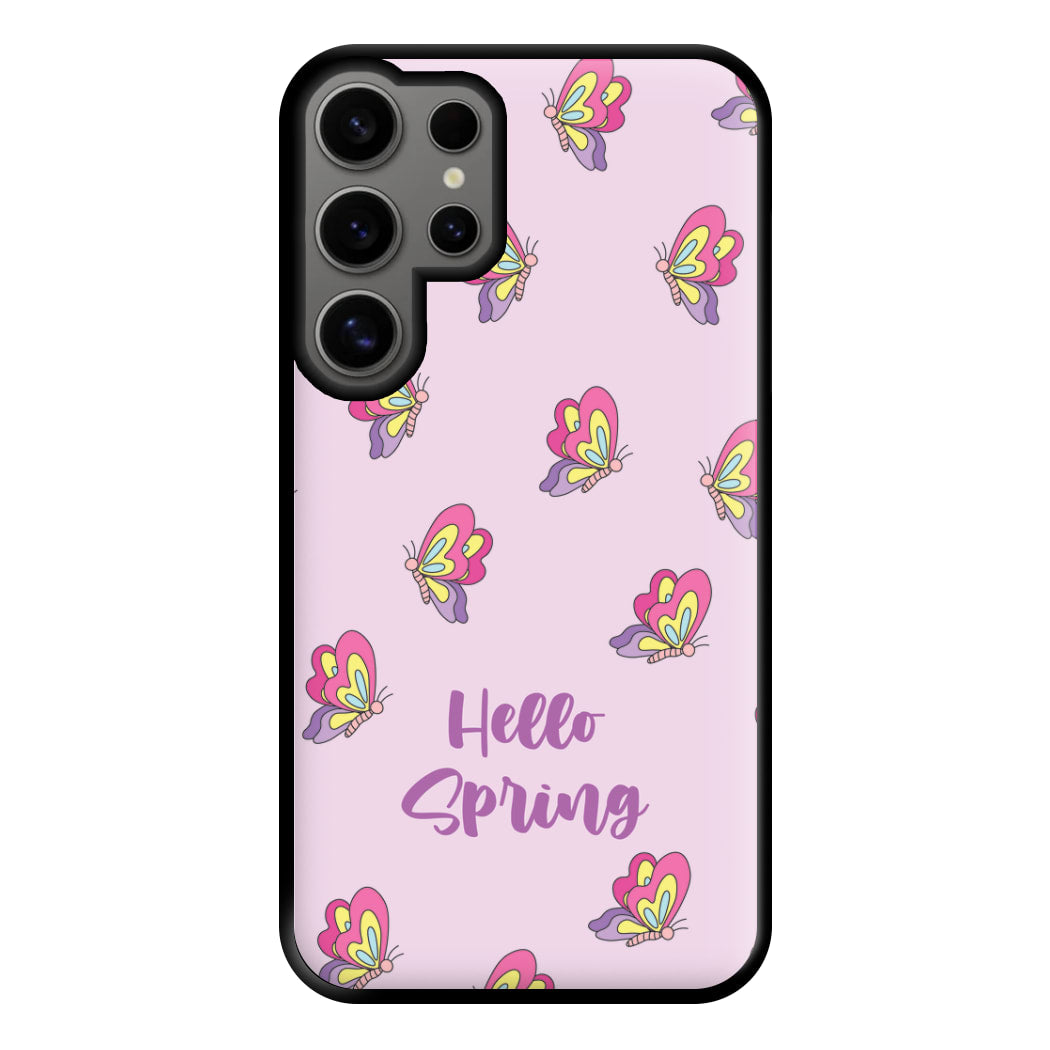 Hello Spring Butterfly Pattern Phone Case for Galaxy S24 Ultra