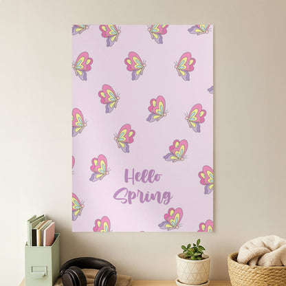 Hello Spring Butterfly Pattern Poster