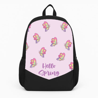 Hello Spring Butterfly Pattern Large Backpack