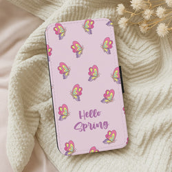 Hello Spring Butterfly Pattern Wallet Phone Case