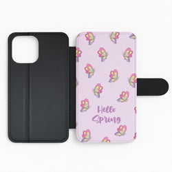 Hello Spring Butterfly Pattern Flip Phone Case