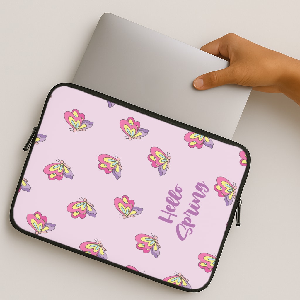 Hello Spring Butterfly Pattern MacBook Case