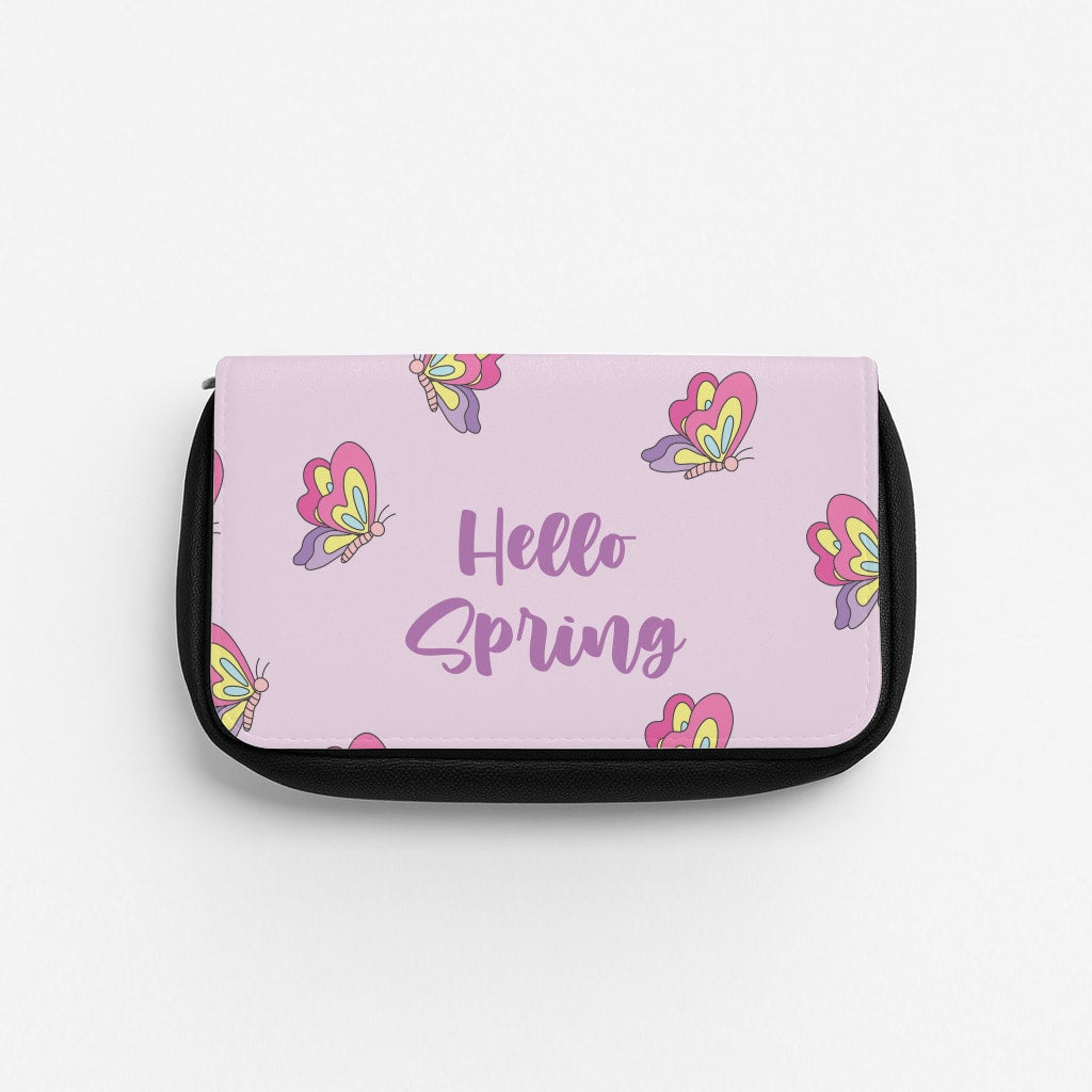 Hello Spring Butterfly Pattern Pencil Case