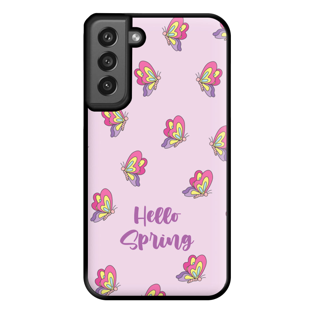 Hello Spring Butterfly Pattern Phone Case for Galaxy S21FE