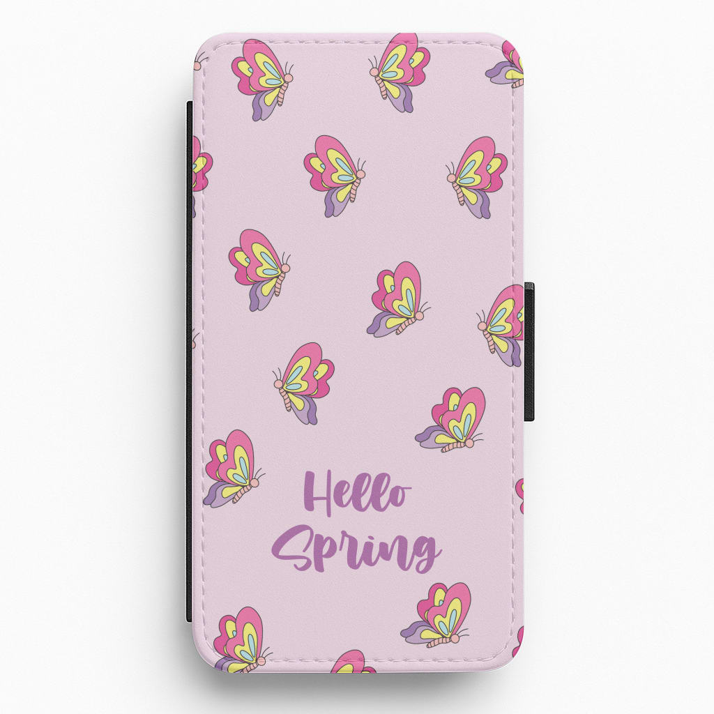 Hello Spring Butterfly Pattern Flip / Wallet Phone Case