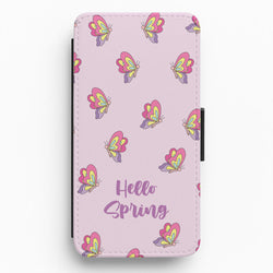 Hello Spring Butterfly Pattern Flip / Wallet Phone Case