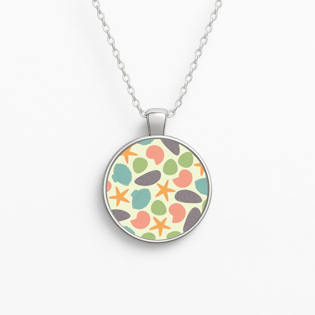 Seashells Pattern 1  Circle Necklace