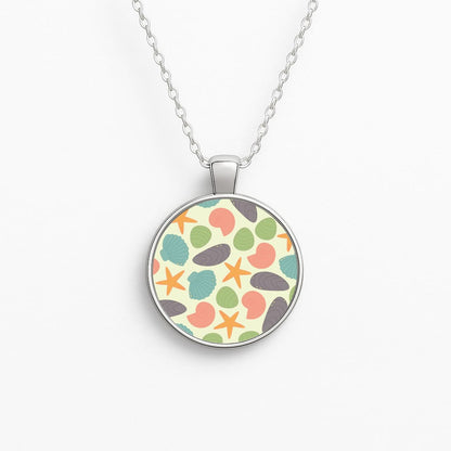 Seashells Pattern 1  Circle Necklace