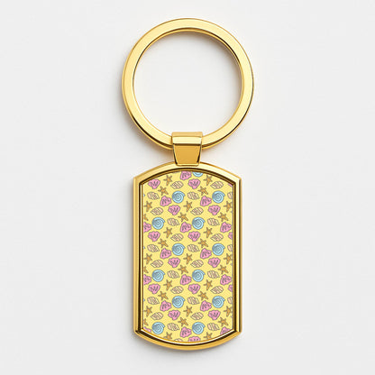 Seashells Pattern 2 Gold Keyring