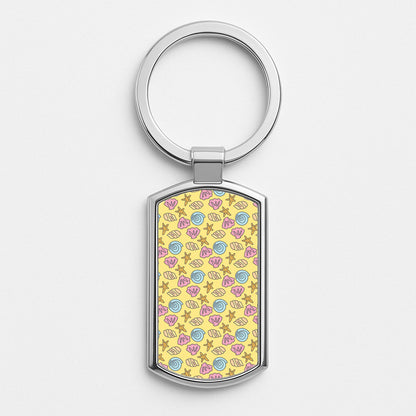 Seashells Pattern 2 Silver Keyring