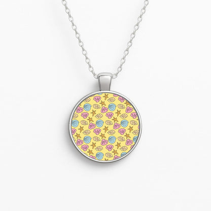 Seashells Pattern 2 Circle Necklace