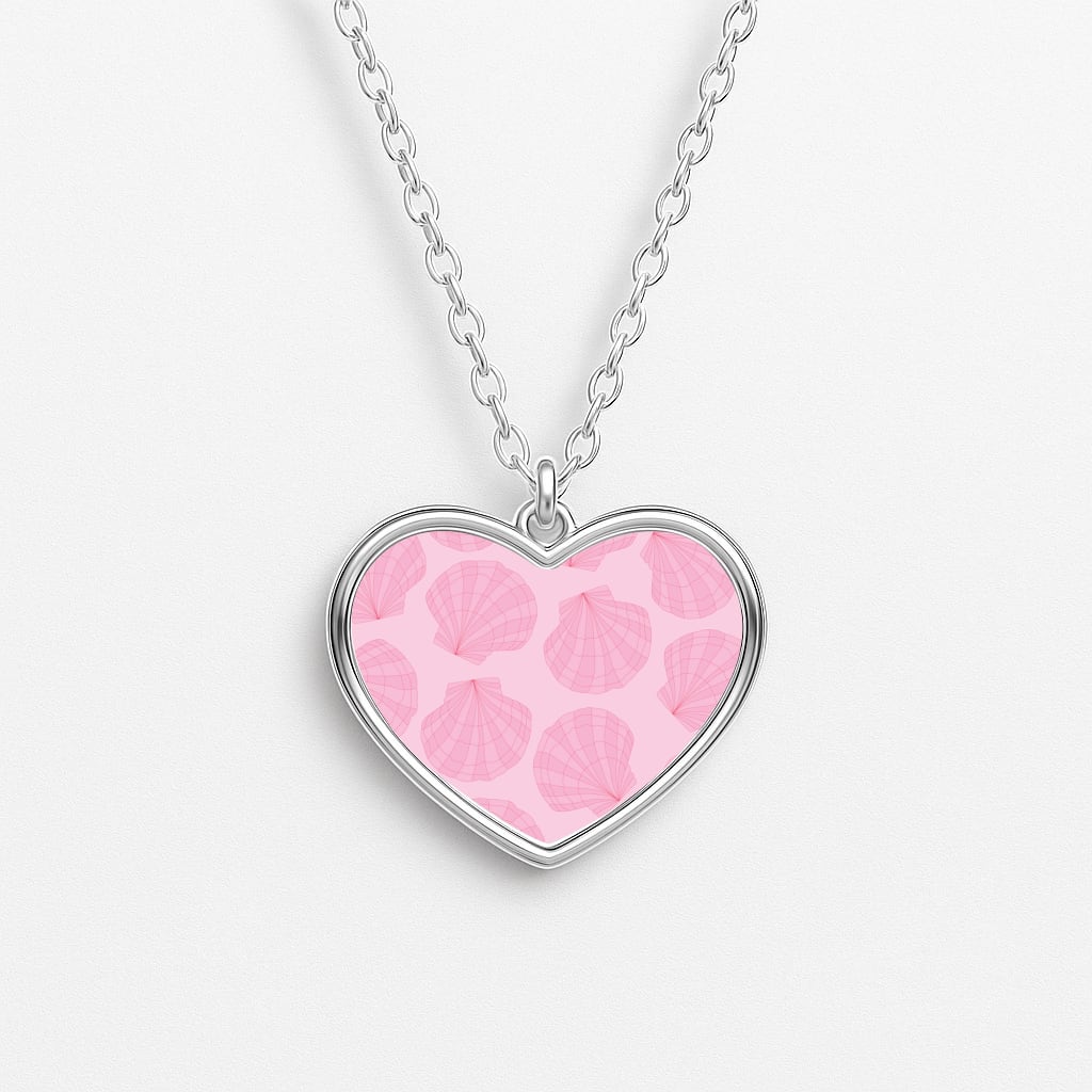 Seashells Pattern 3 Heart Necklace