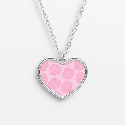 Seashells Pattern 3 Heart Necklace