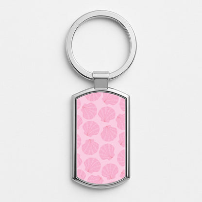 Seashells Pattern 3 Silver Keyring