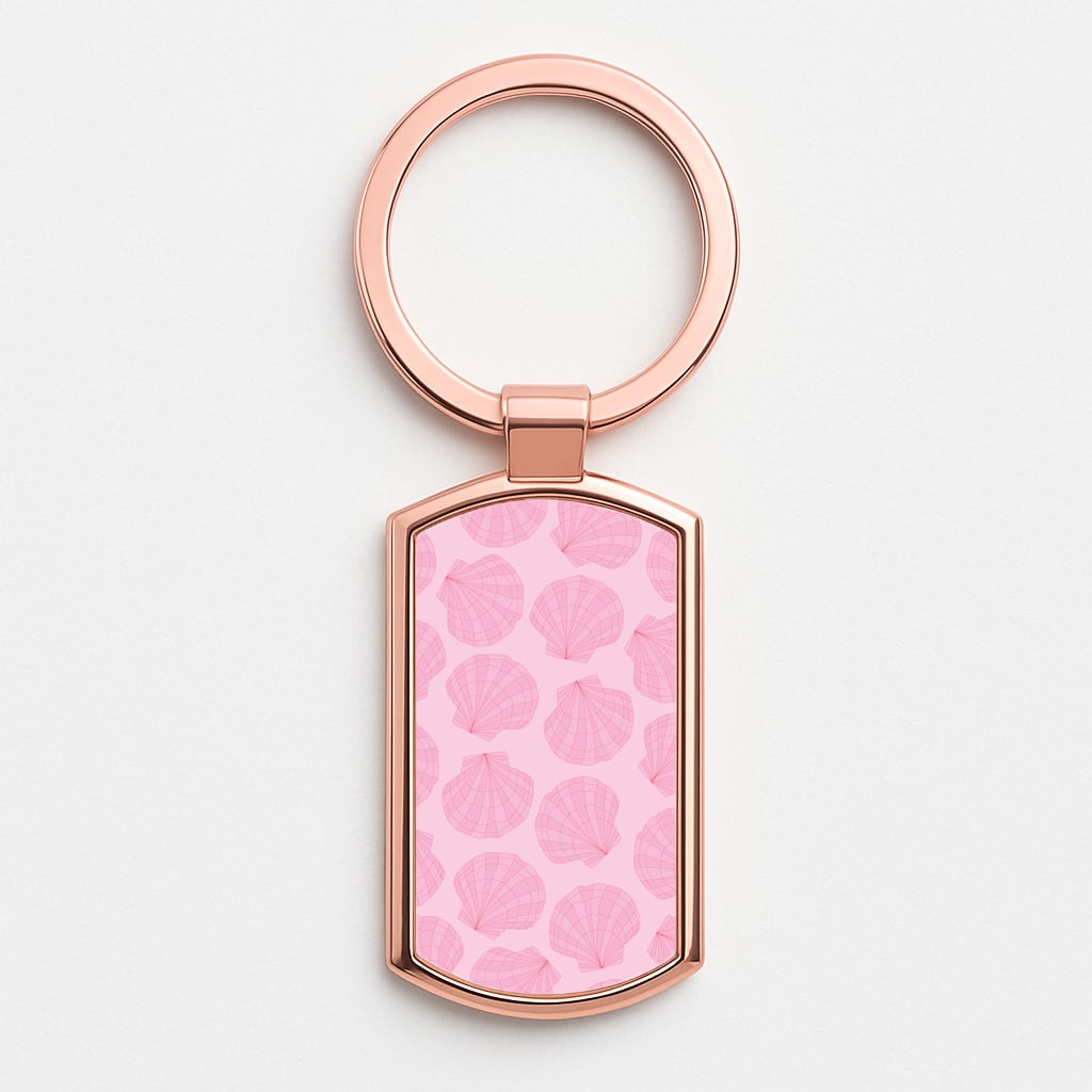 Seashells Pattern 3 Rose Gold Keyring