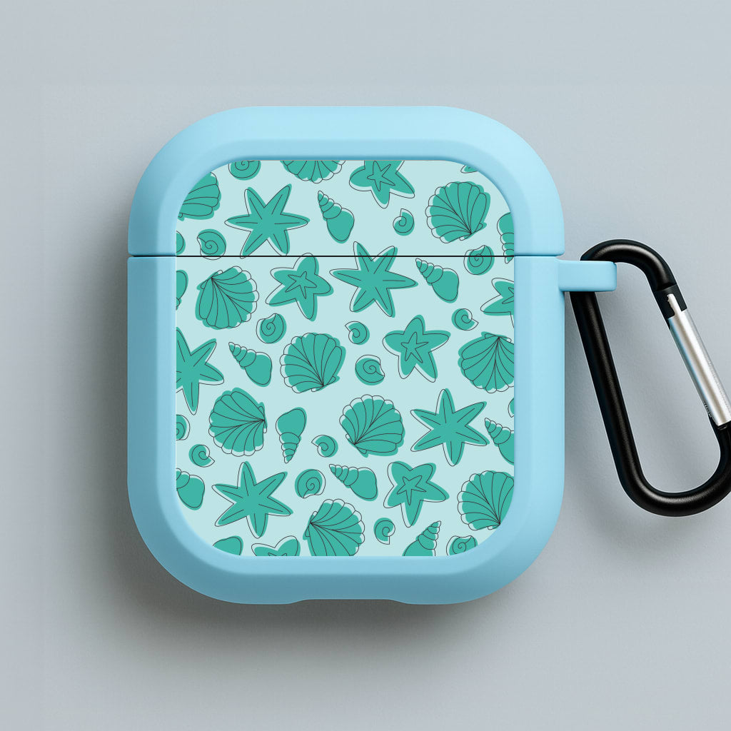 Seashells Pattern 4 Blue AirPods Case