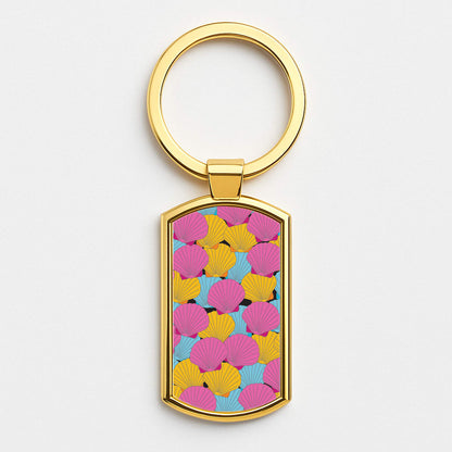Seashells Pattern 9 Gold Keyring