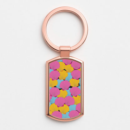 Seashells Pattern 9 Rose Gold Keyring