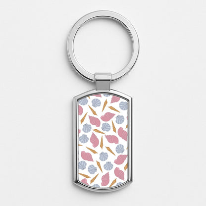 Seashells Pattern 10 Silver Keyring