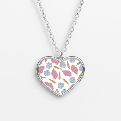 Seashells Pattern 10 Heart Necklace