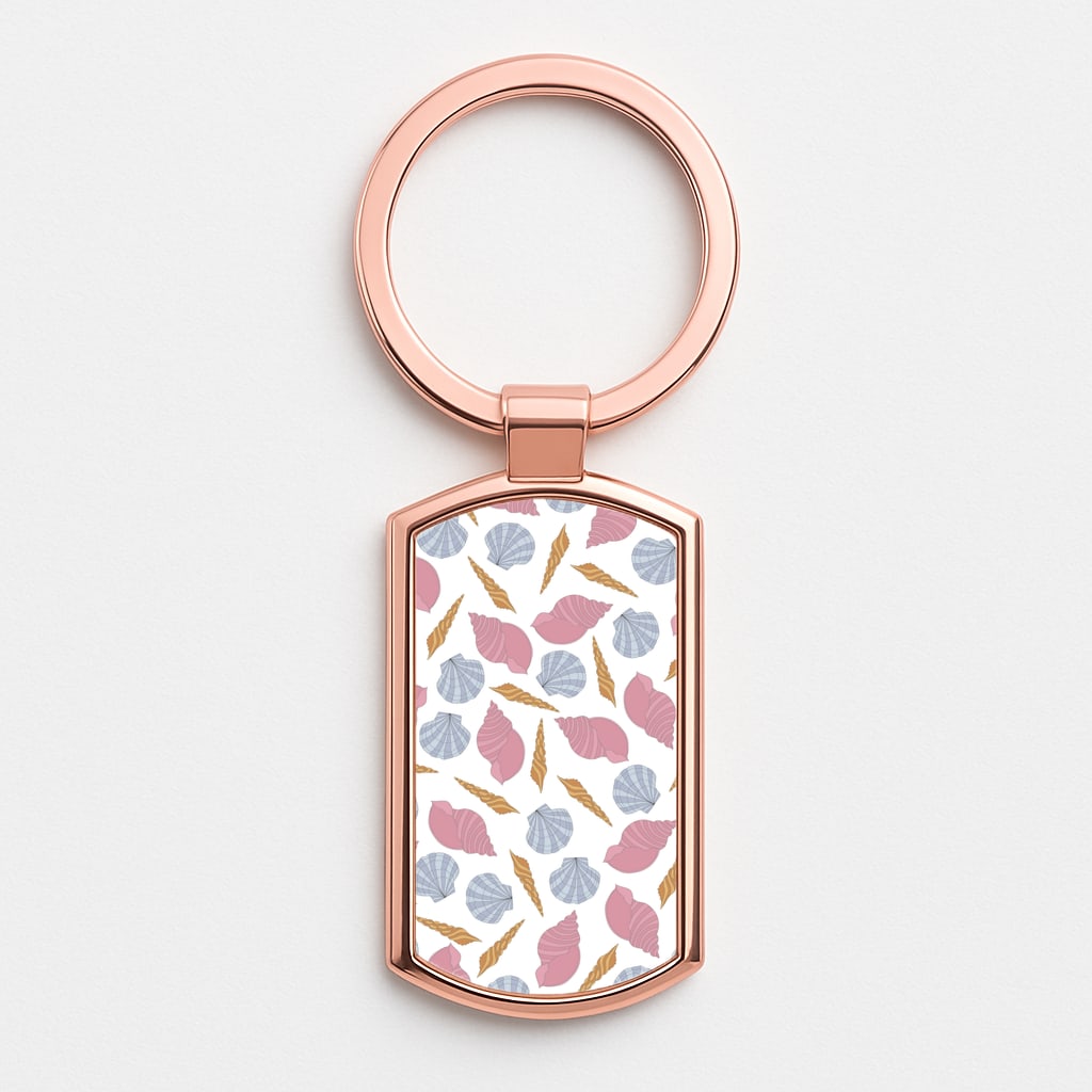 Seashells Pattern 10 Rose Gold Keyring