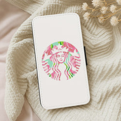 Pink Coffee Logo Wallet Phone Case