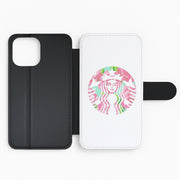 Pink Coffee Logo Flip / Wallet Phone Case 2
