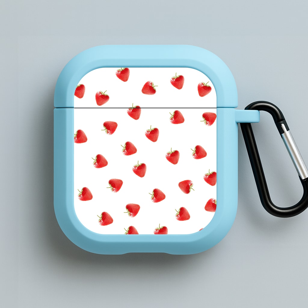 Strawberry Pattern Blue AirPods Case
