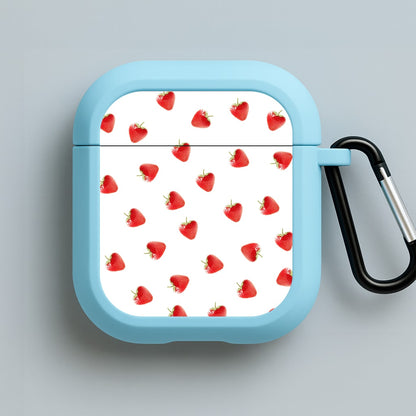 Strawberry Pattern Blue AirPods Case