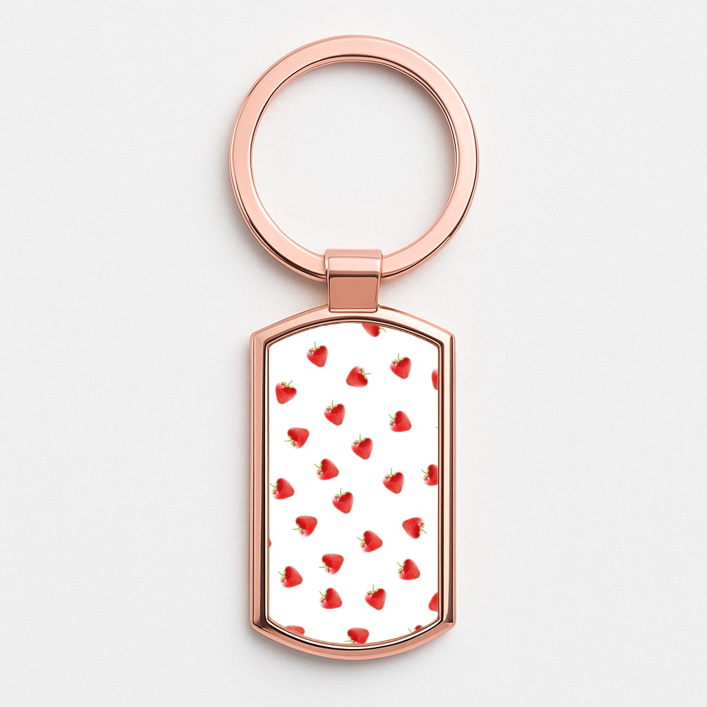 Strawberry Pattern Rose Gold Keyring