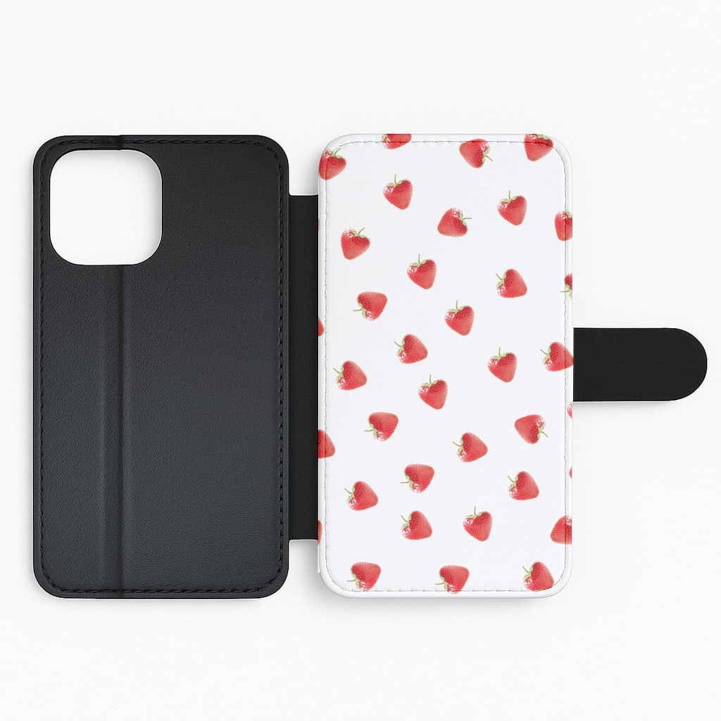 Strawberry Pattern Flip Phone Case