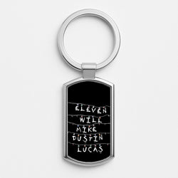 Eleven, Will, Mike, Dustin & Lucas Silver Keyring
