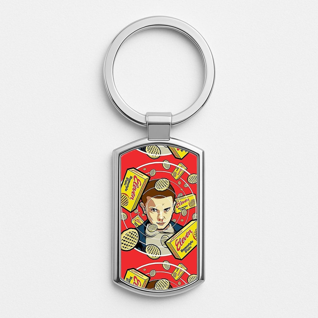 Eleven and Waffles Silver Keyring