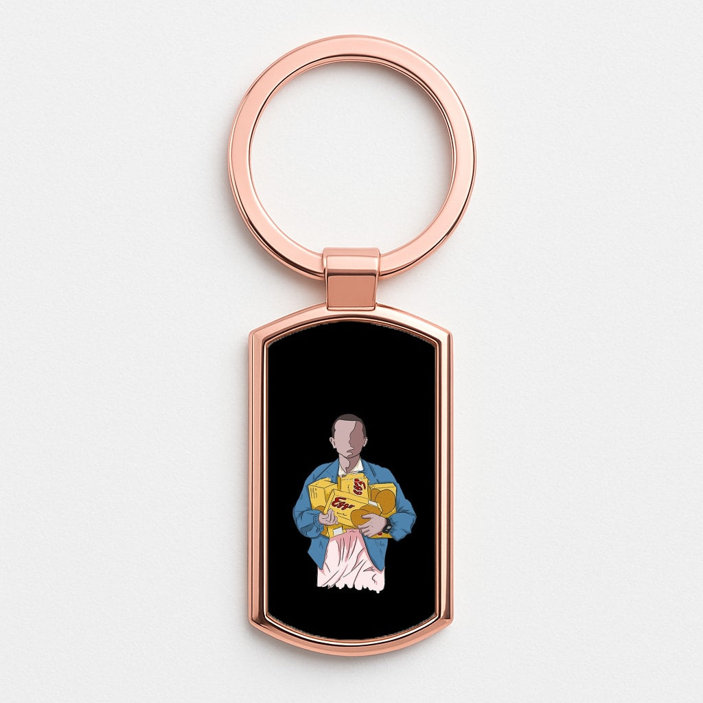 Eleven Faceless Cartoon Rose Gold Keyring